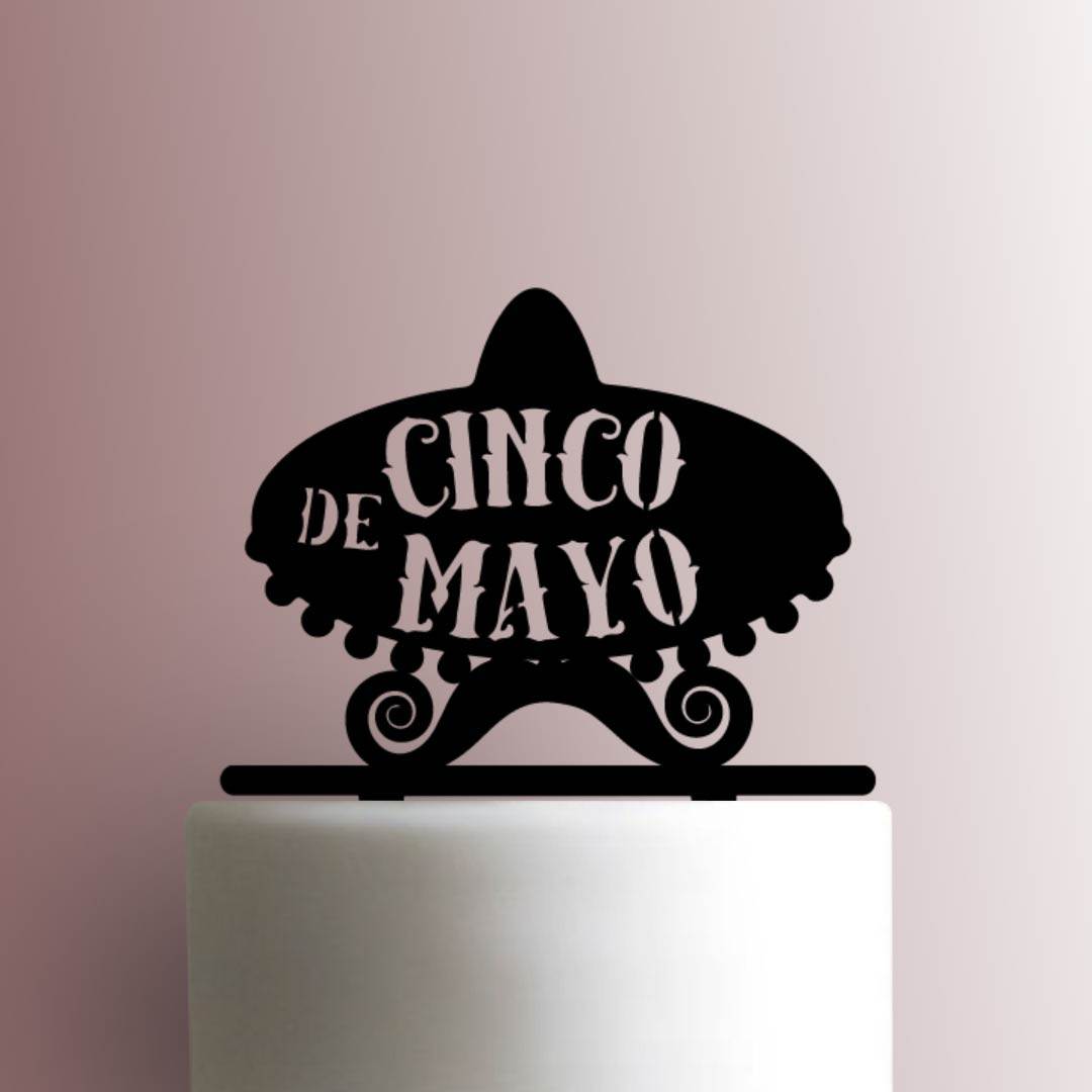 Cinco De Mayo ? Sombrero with Mustache - Acrylic Cake Topper