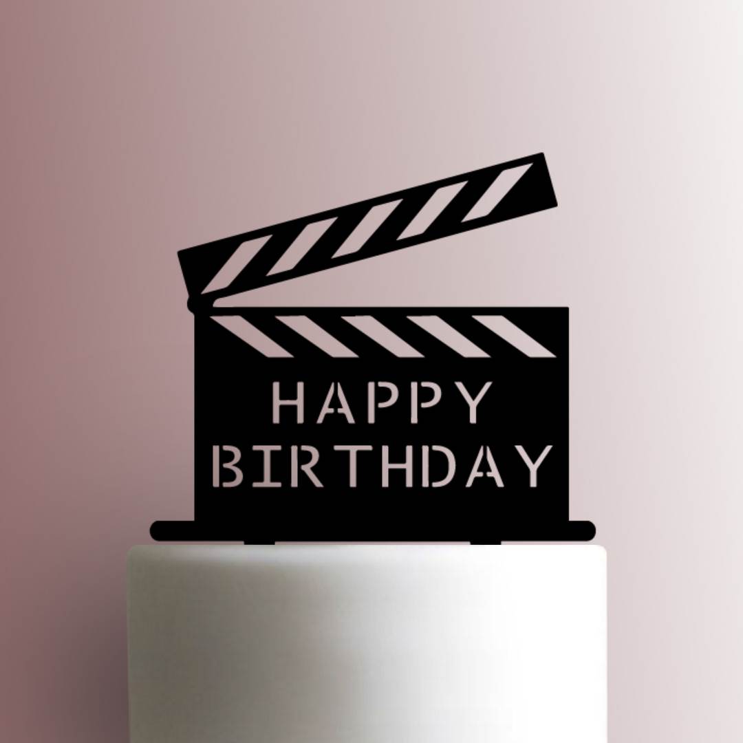 Clapper Board Happy Birthday - Acrylic Cake Topper