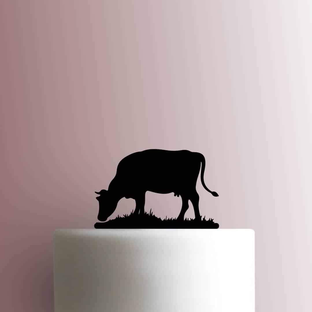 Cow Eating Grass - Acrylic Cake Topper
