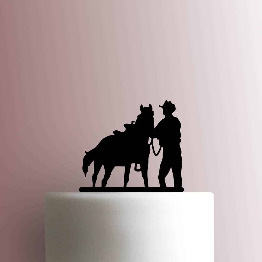 Cowboy with Horse - Acrylic Cake Topper