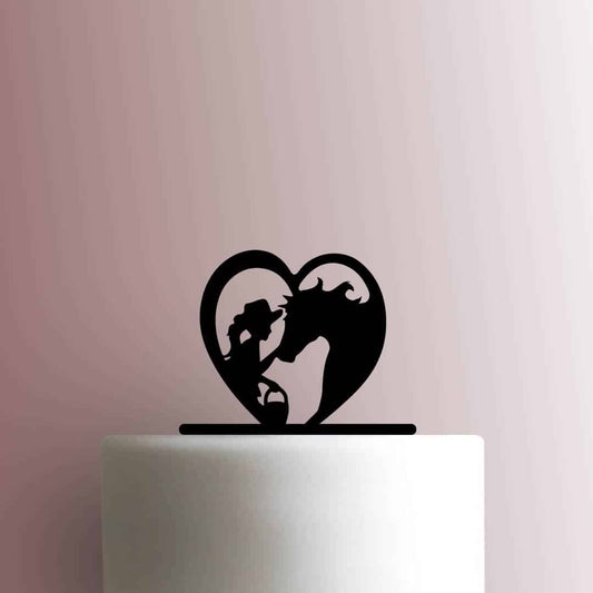 Cowgirl and Horse Heart - Acrylic Cake Topper