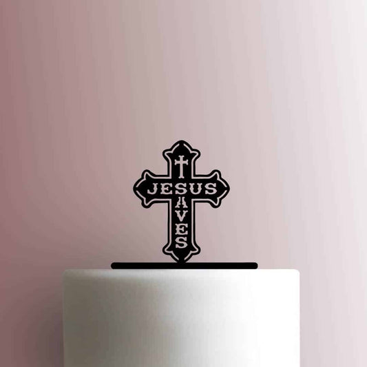 Cross Jesus Saves - Acrylic Cake Topper