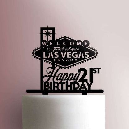 Custom Age Welcome to Fabulous Las Vegas Happy Birthday- Acrylic Cake Topper