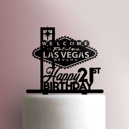 Custom Age Welcome to Fabulous Las Vegas Happy Birthday- Acrylic Cake Topper