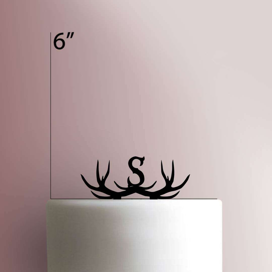 Custom Antler Initial- Acrylic Cake Topper