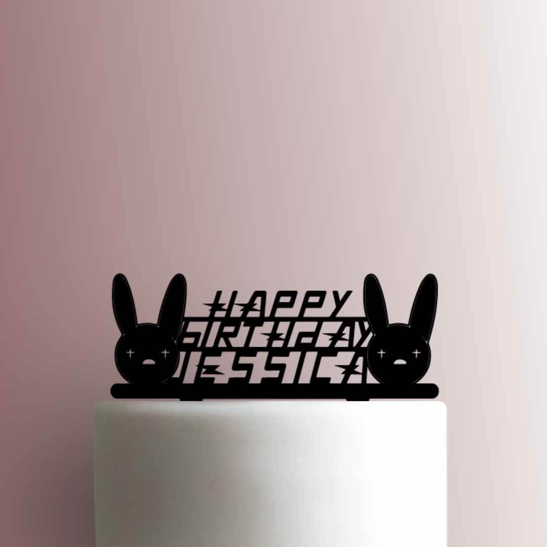 Custom Bad Bunny Happy Birthday Name - Acrylic Cake Topper