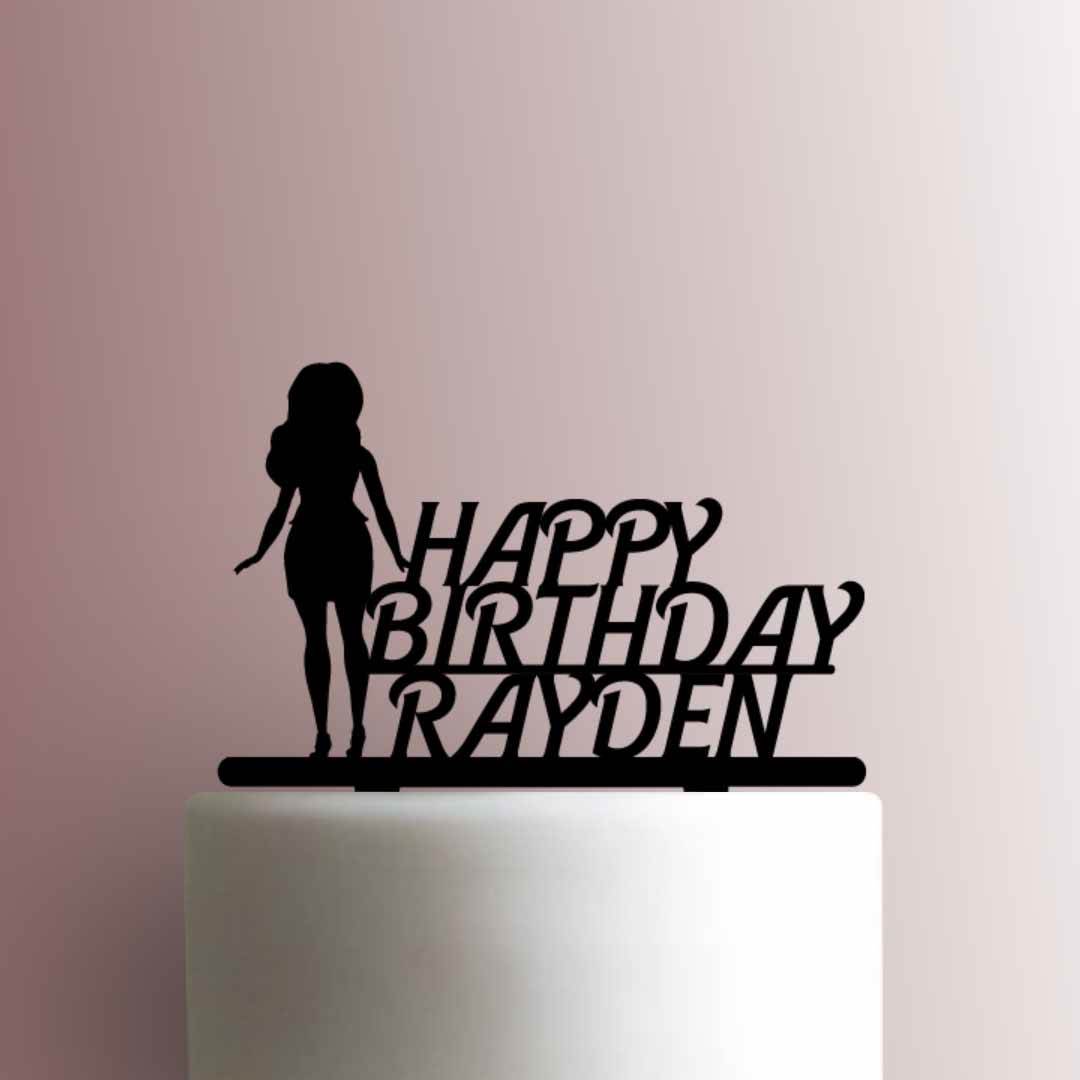 Custom Barbie Happy Birthday Name - Acrylic Cake Topper