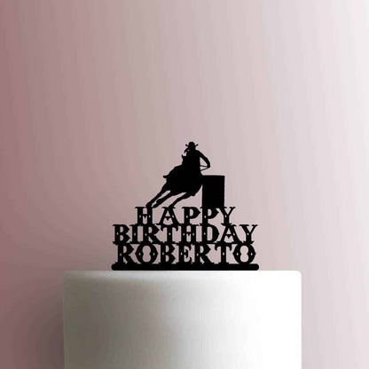 Custom Barrel Racing Happy Birthday Name - Acrylic Cake Topper