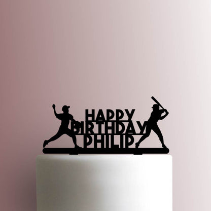 Custom Baseball Happy Birthday Name - Acrylic Cake Topper