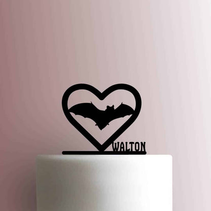Custom Bat Heart Name - Acrylic Cake Topper