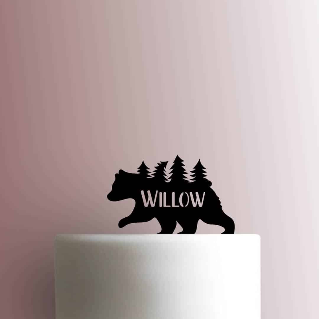 Custom Bear Forest Name - Acrylic Cake Topper