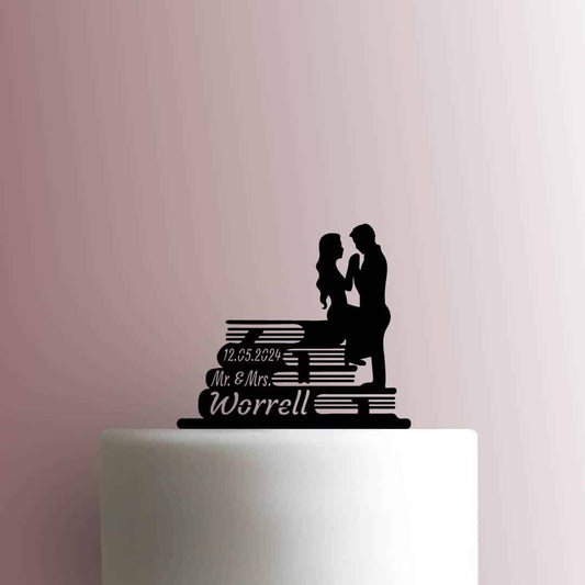 Custom Books Mr and Mrs Date and Name - Acrylic Cake Topper