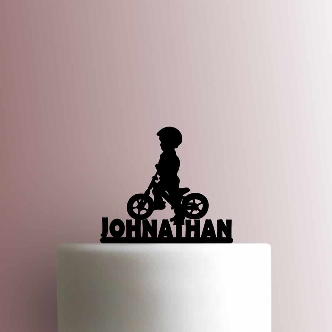 Custom Boy Riding Bike Name - Acrylic Cake Topper