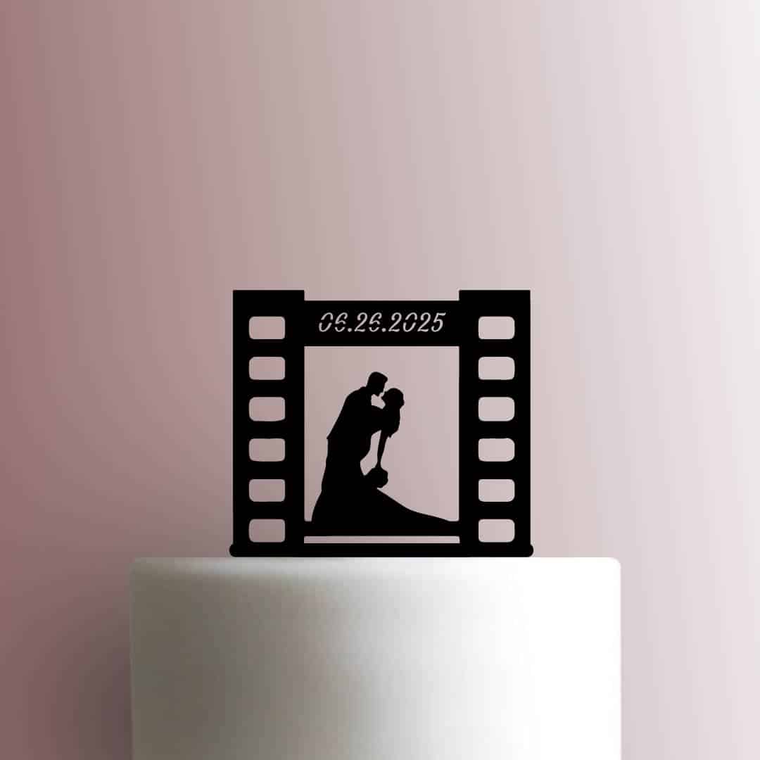 Custom Camera Film Wedding Couple Date - Acrylic Cake Topper