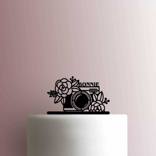Custom Camera with Flowers Name - Acrylic Cake Topper