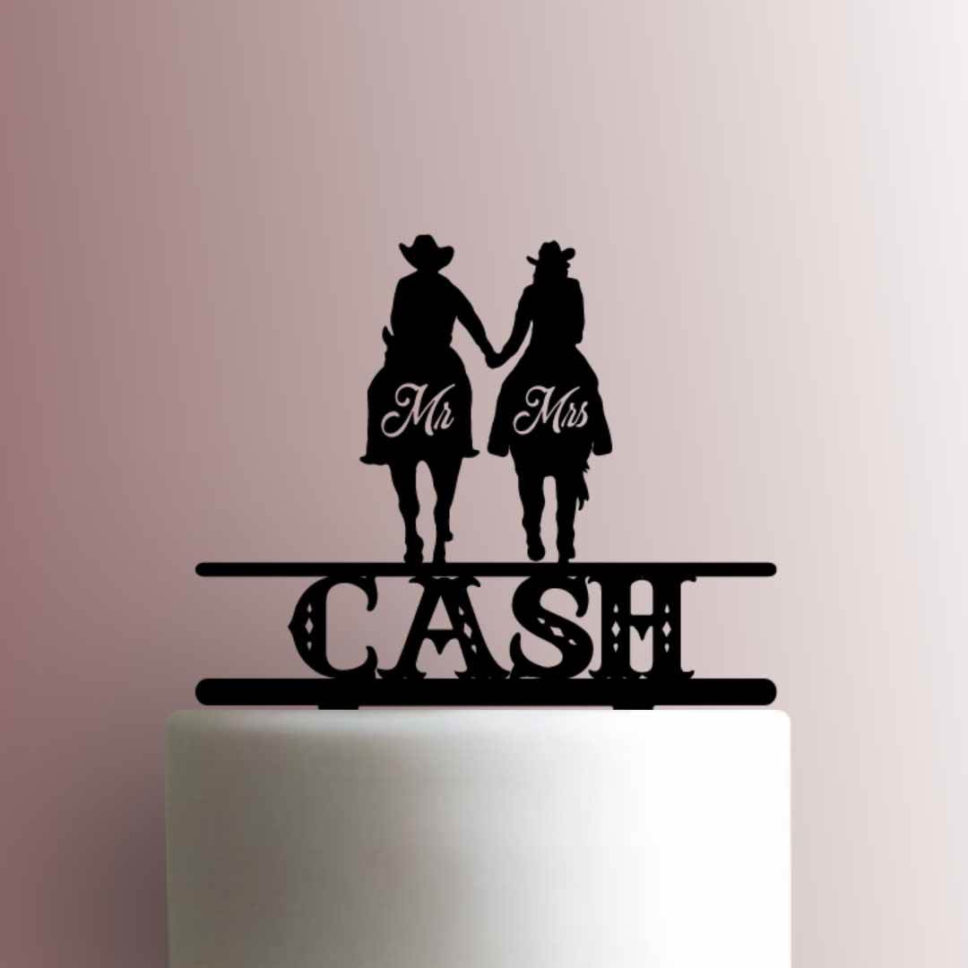 Custom Cowboy and Cowgirl Wedding Name - Acrylic Cake Topper