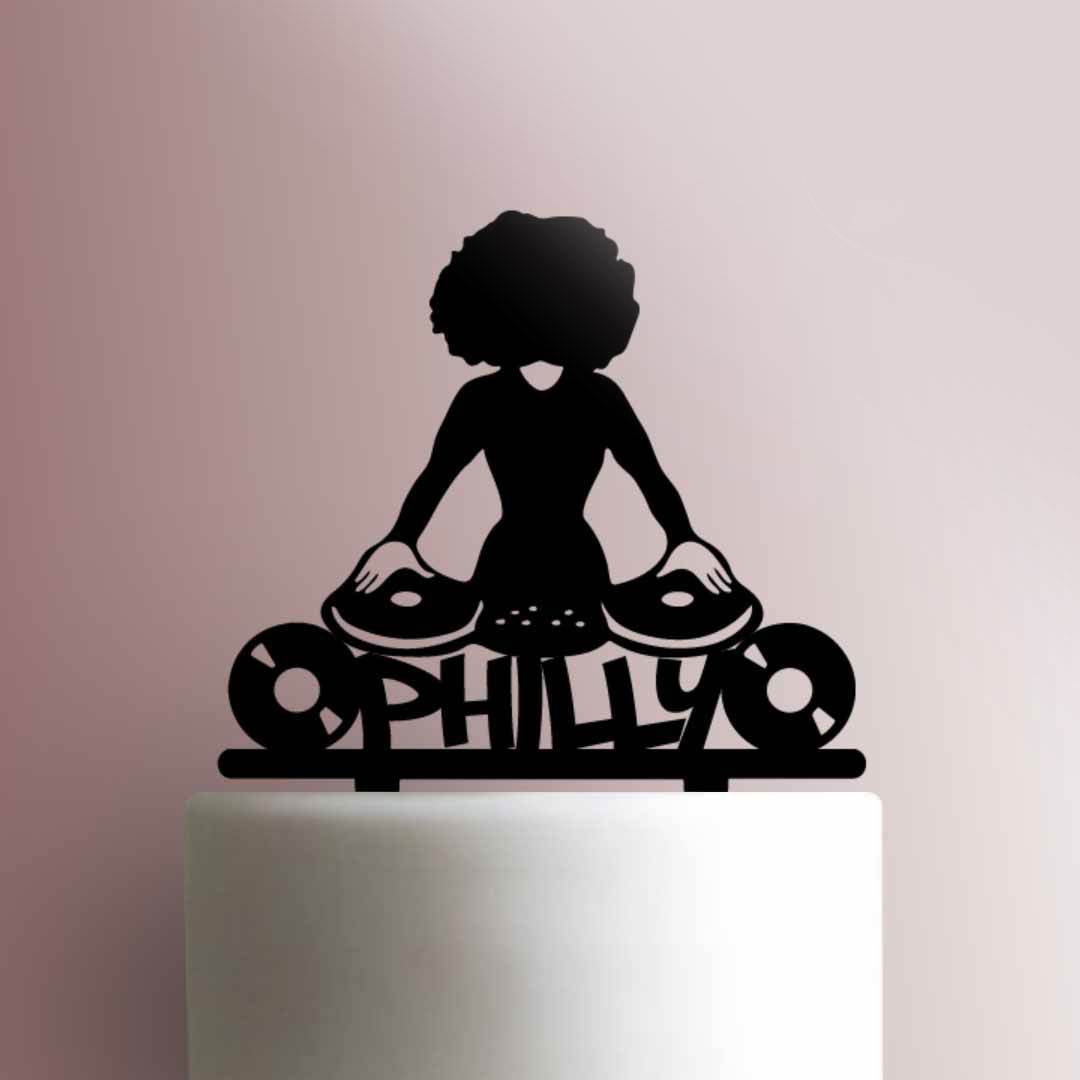 Custom DJ Afro Girl- Acrylic Cake Topper