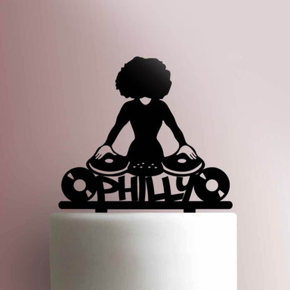 Custom DJ Afro Girl- Acrylic Cake Topper