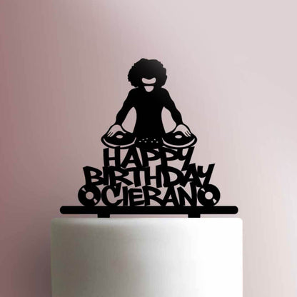Custom DJ Happy Birthday Afro Guy- Acrylic Cake Topper
