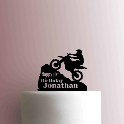 Custom Dirt Bike Happy Birthday Name Age - Acrylic Cake Topper