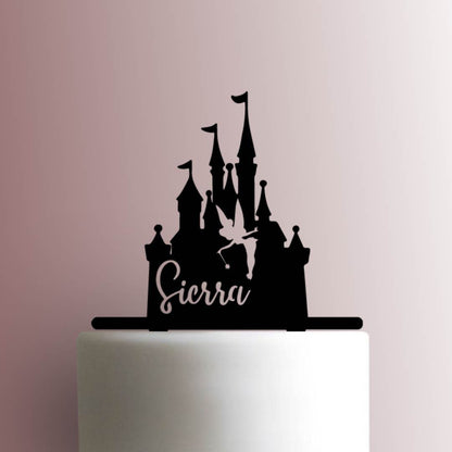 Custom Disney Castle Tinkerbell Cameo Name - Acrylic Cake Topper