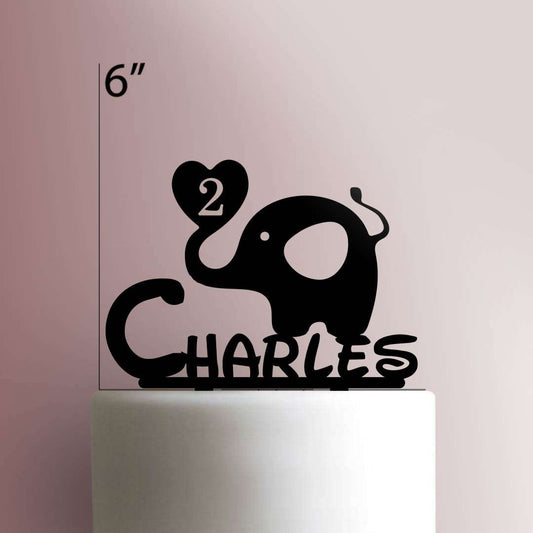 Custom Elephant Name and Age- Acrylic Cake Topper