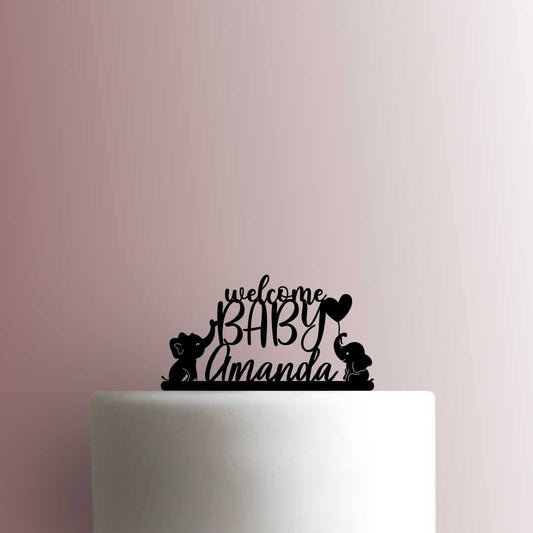 Custom Elephant Welcome Baby Name - Acrylic Cake Topper
