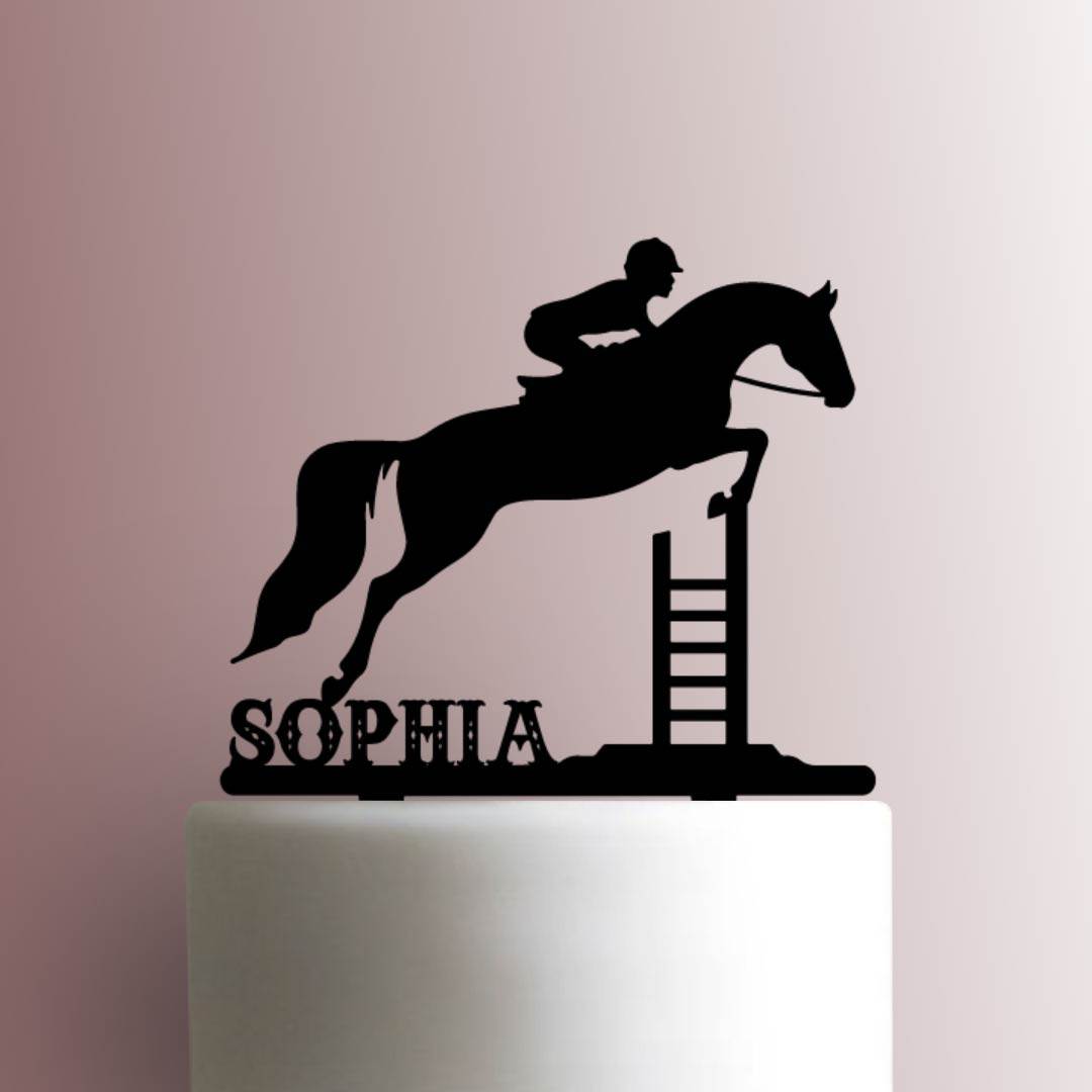 Custom Equestrian Jumping Name - Acrylic Cake Topper