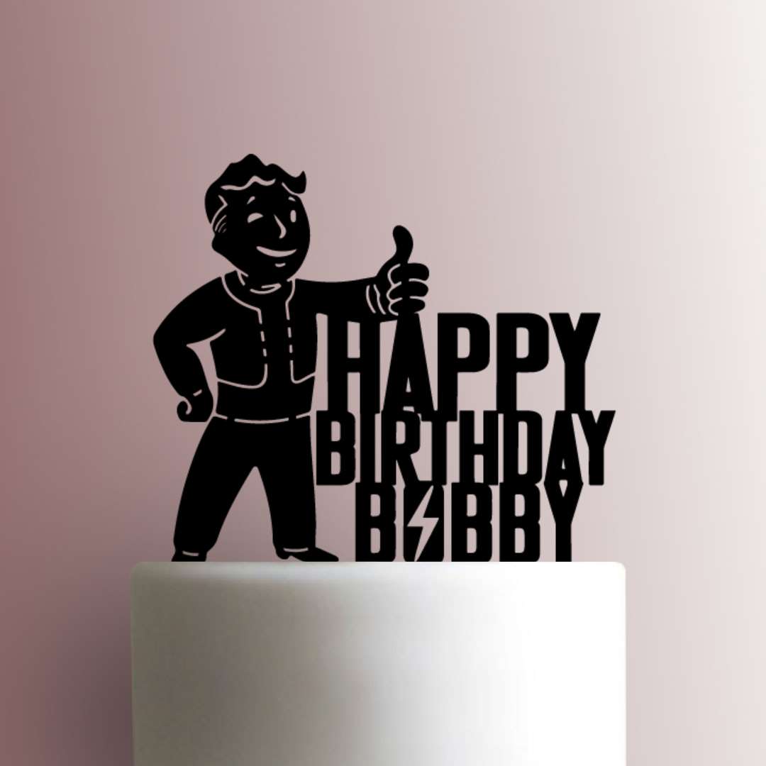 Custom Fallout Vault Boy Happy Birthday- Acrylic Cake Topper
