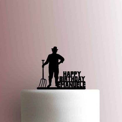 Custom Farmer Happy Birthday Name - Acrylic Cake Topper