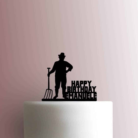 Custom Farmer Happy Birthday Name - Acrylic Cake Topper