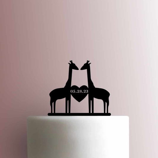 Custom Giraffe Couple Date - Acrylic Cake Topper