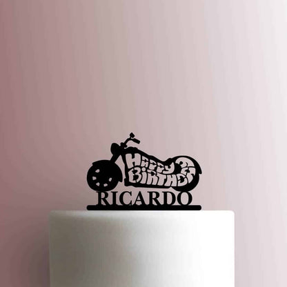 Custom Happy Birthday Motorcycle Name - Acrylic Cake Topper