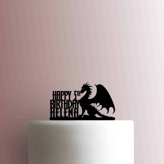 Custom Happy Birthday Name Age Dragon - Acrylic Cake Topper