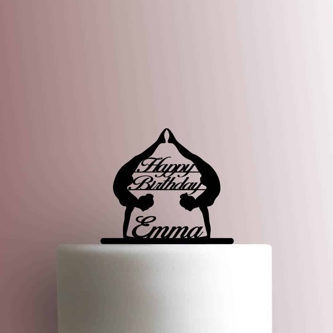 Custom Happy Birthday Name Gymnastics - Acrylic Cake Topper