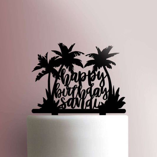 Custom Happy Birthday Palm Trees- Acrylic Cake Topper