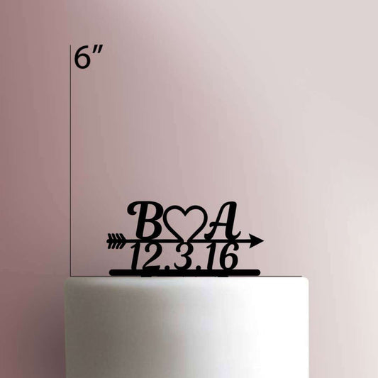Custom Heart Arrow Initial- Acrylic Cake Topper
