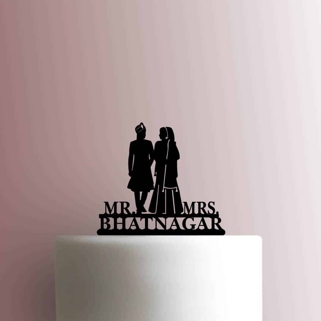 Custom Hindi Couple Mr and Mrs Name - Acrylic Cake Topper