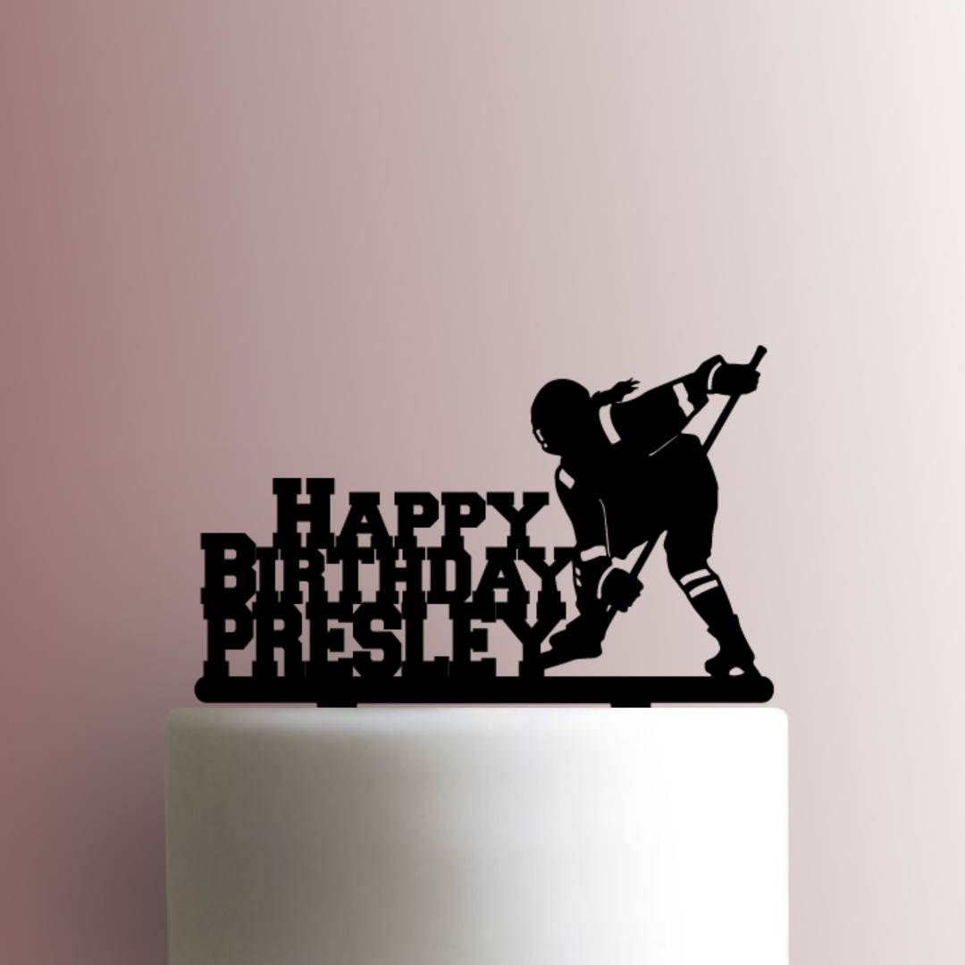 Custom Hockey Happy Birthday Name - Acrylic Cake Topper