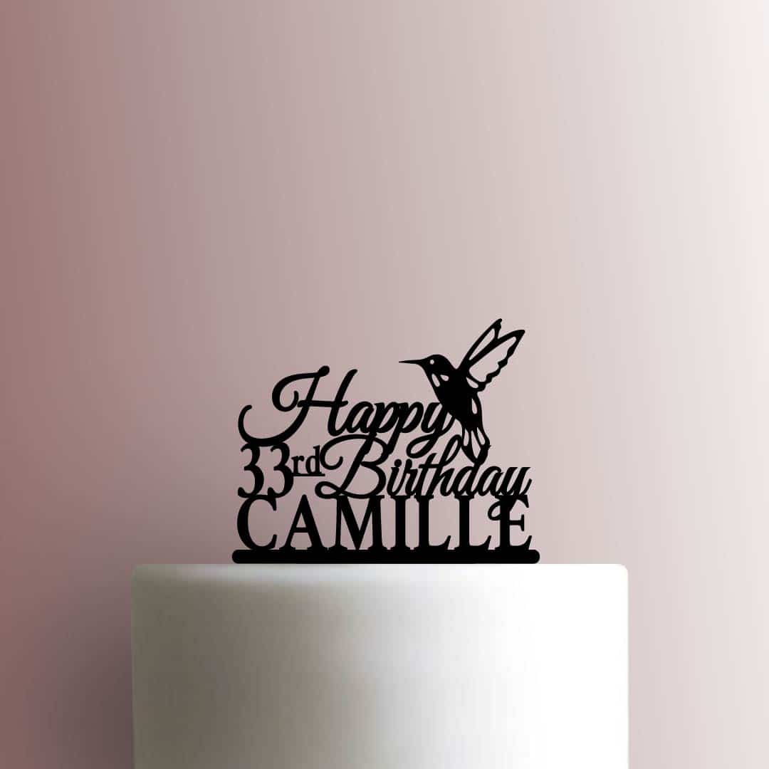 Custom Hummingbird Happy Birthday Name and Age - Acrylic Cake Topper