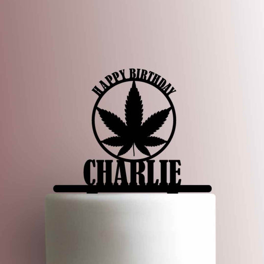 Custom Leaf Happy Birthday Name - Acrylic Cake Topper