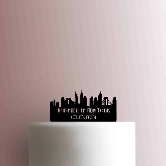 Custom Married in New York Skyline Date - Acrylic Cake Topper