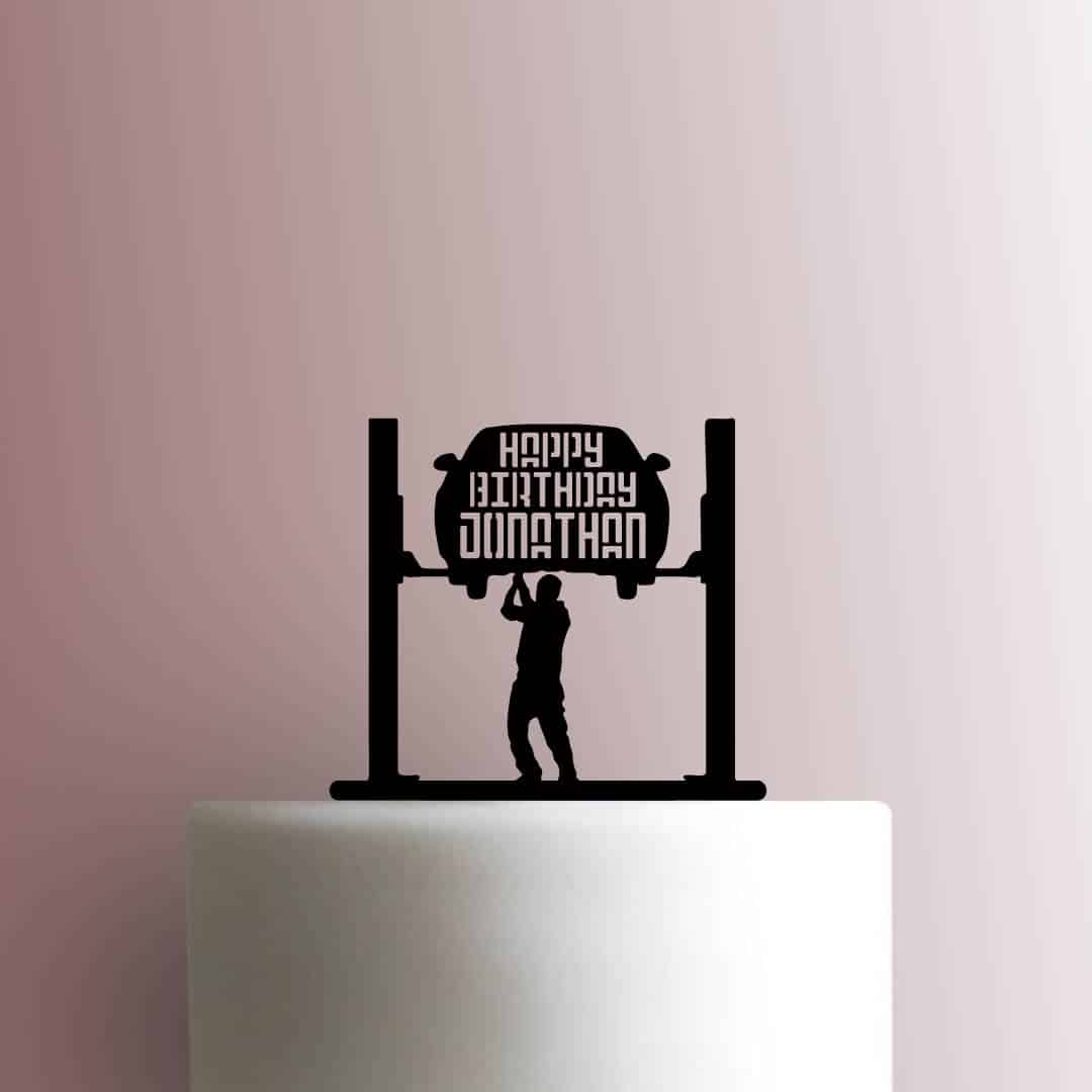 Custom Mechanic Happy Birthday Name - Acrylic Cake Topper