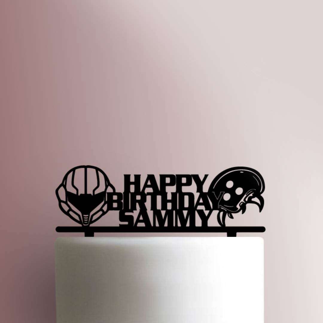 Custom Metroid Happy Birthday- Acrylic Cake Topper