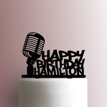 Custom Microphone Happy Birthday Name - Acrylic Cake Topper