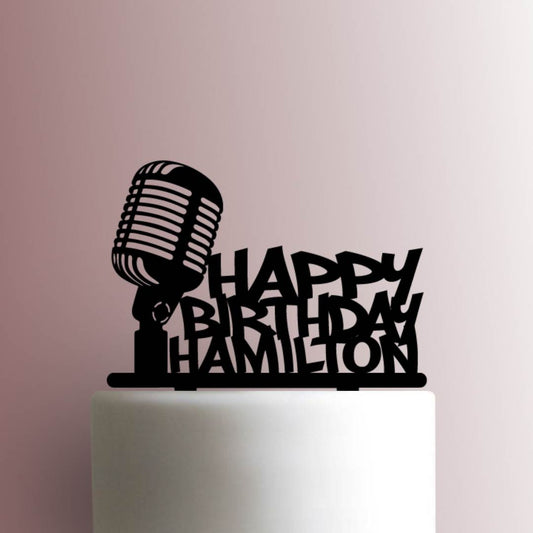 Custom Microphone Happy Birthday Name - Acrylic Cake Topper