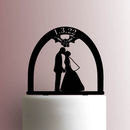 Custom Mistletoe Wedding Date - Acrylic Cake Topper