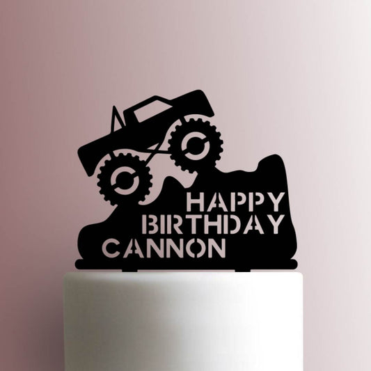 Custom Monster Truck Happy Birthday Name - Acrylic Cake Topper