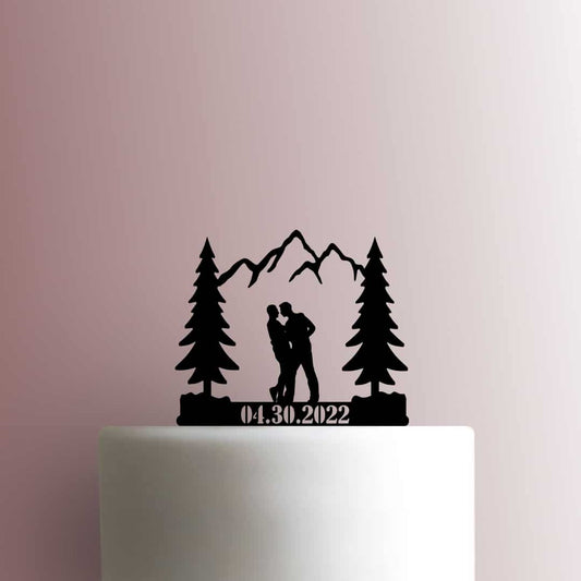Custom Mountain Gay Couple Date - Acrylic Cake Topper