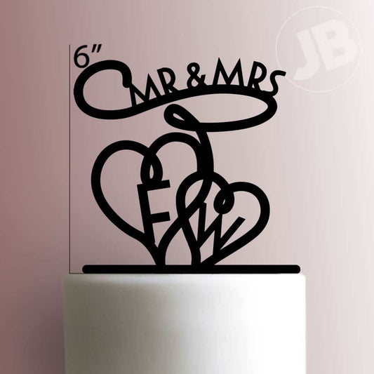 Custom Lasso Hearts Wedding Initials - Acrylic Cake Topper